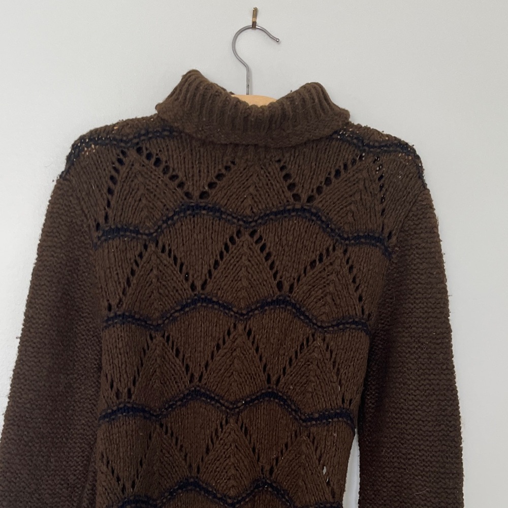 Vintage Max Mara Sportmax, Brown Crochet Knit Tunic Sweater, fits Small/Medium